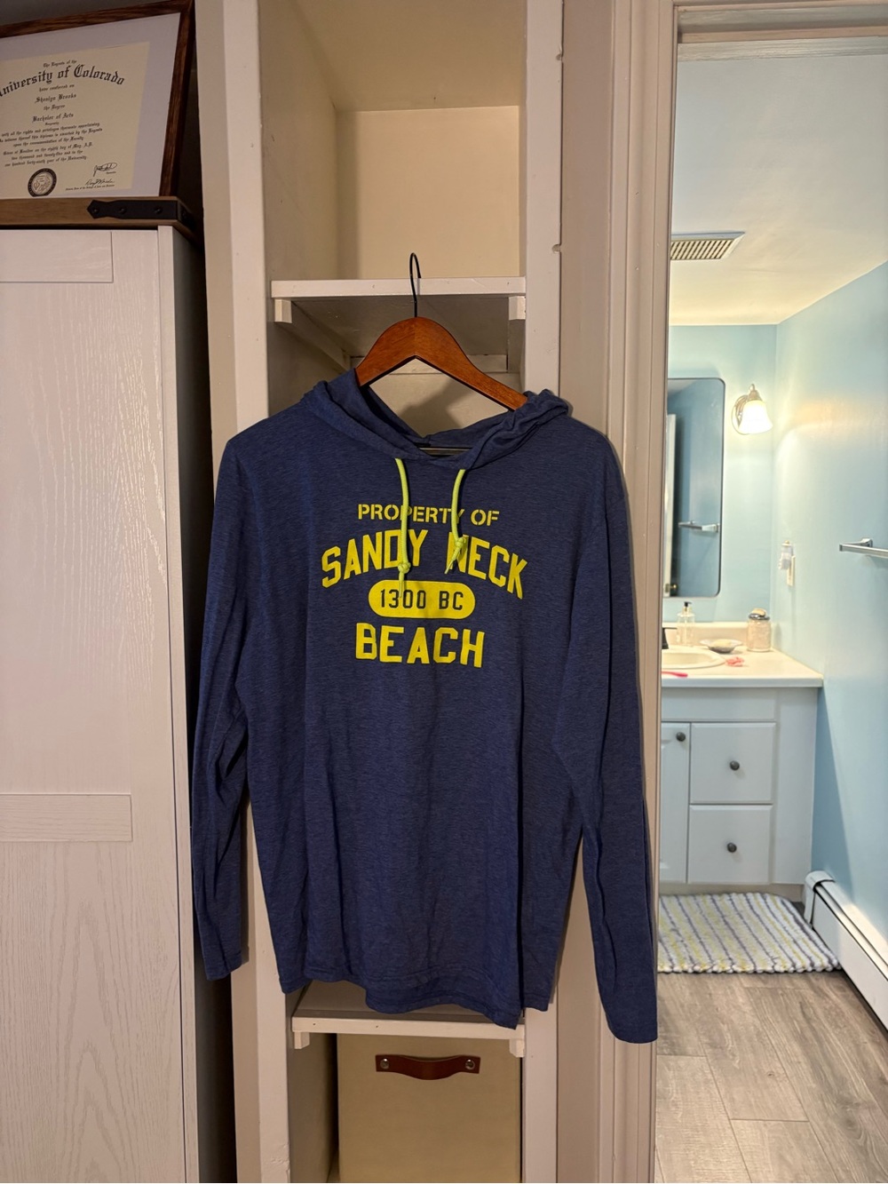 Sandy Neck Beach Navy Hoodie with Yellow Graphic